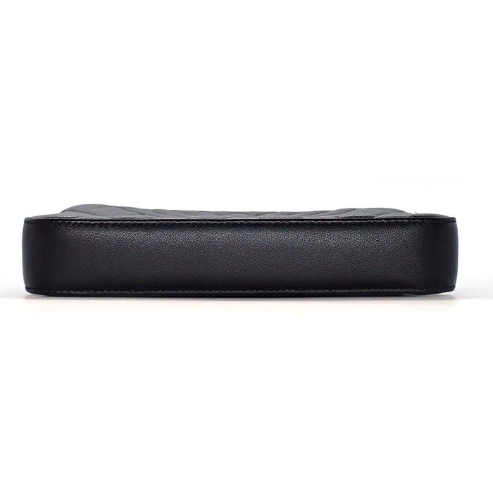Chanel Matelassé Chevron Chain Wallet in Black Soft Grain Calfskin