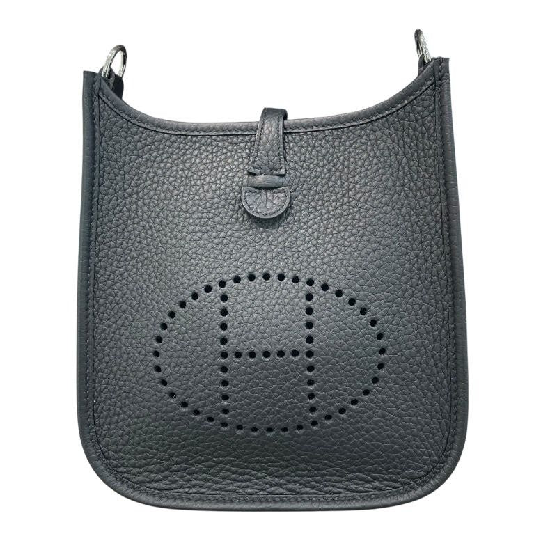 HERMES Evelyne TPM Black & Silver Togo Leather Shoulder Bag
