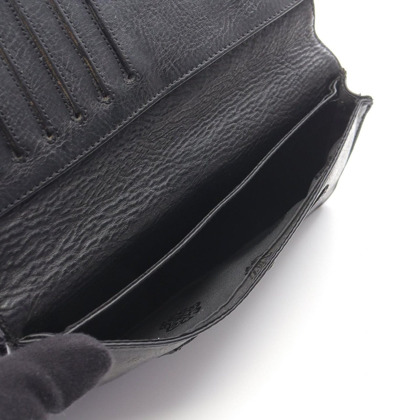 CHROME HEARTS Long Single Fold Tips Leather Wallet - Black & Silver