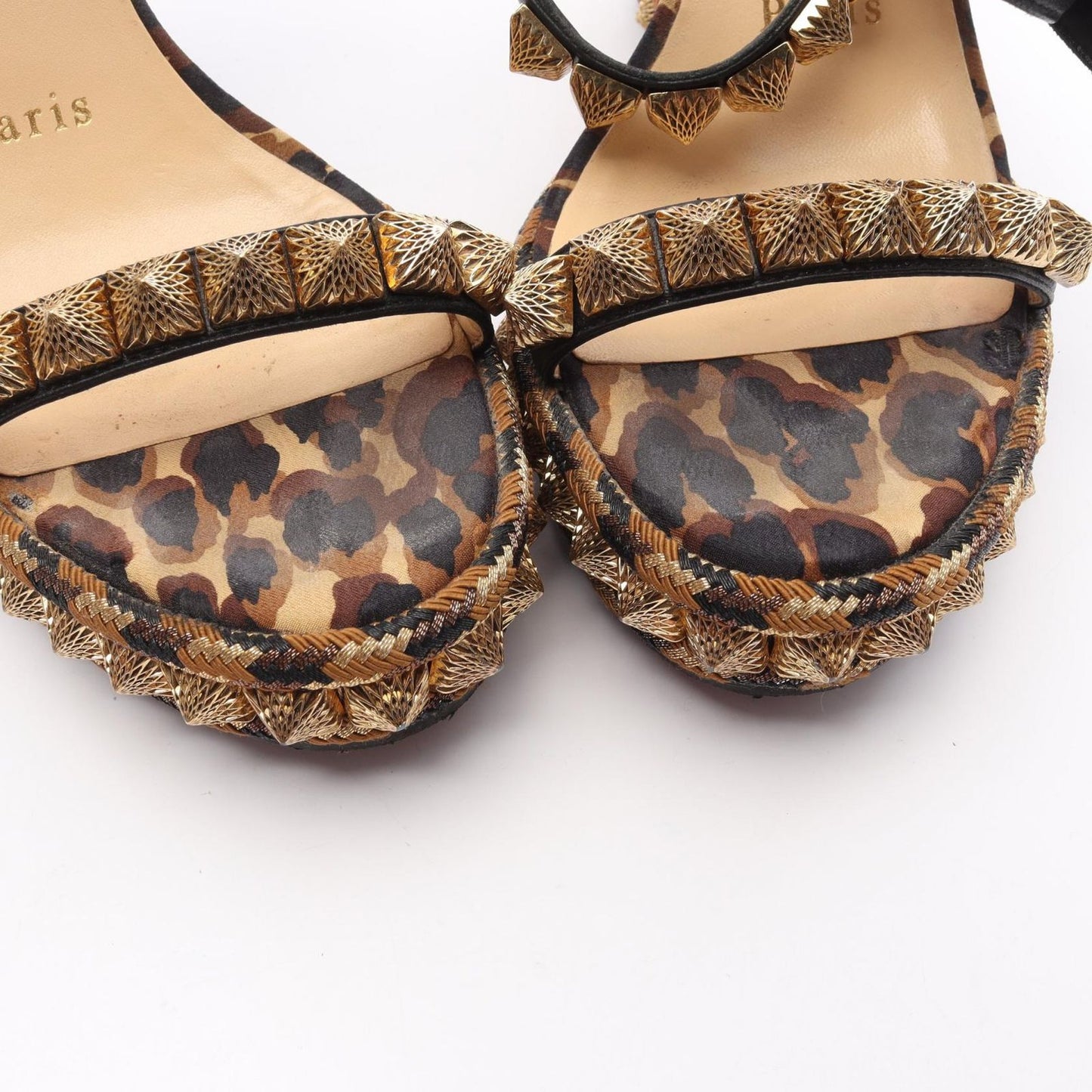 Christian Louboutin Brown & Black Leather Wedge Sandals - Size 35