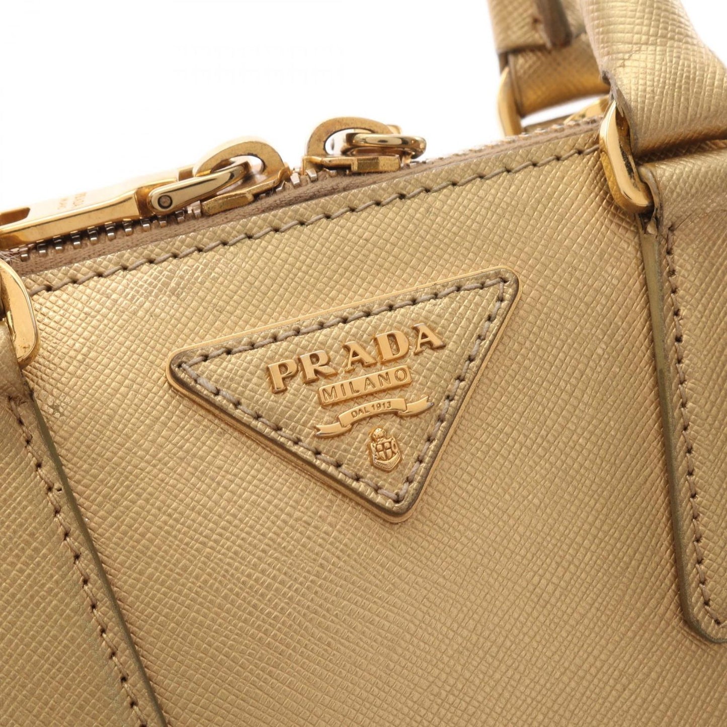 PRADA Saffiano Leather Handbag - Timeless Elegance in Gold