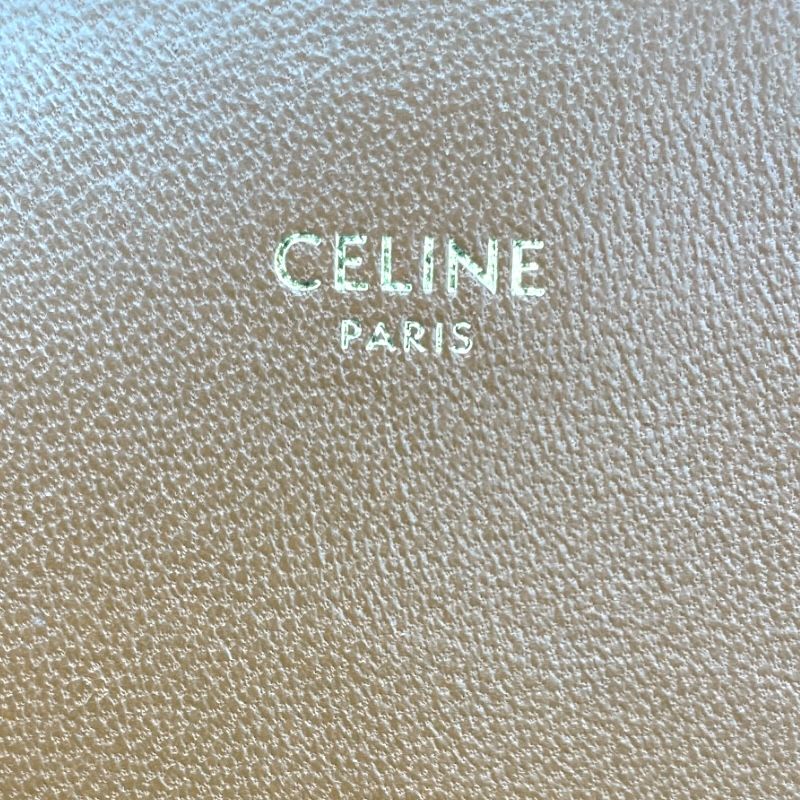 CELINE Teen Triomphe Shoulder Bag in Natural Tan Calf & Canvas