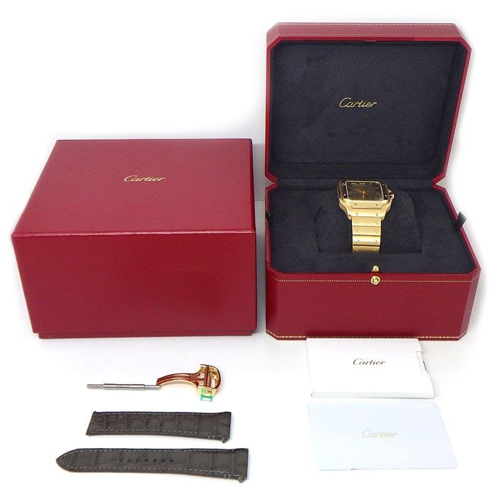 Cartier Santos LM WGSA0095 - 2024 New Release, Brown Dial, K18YG