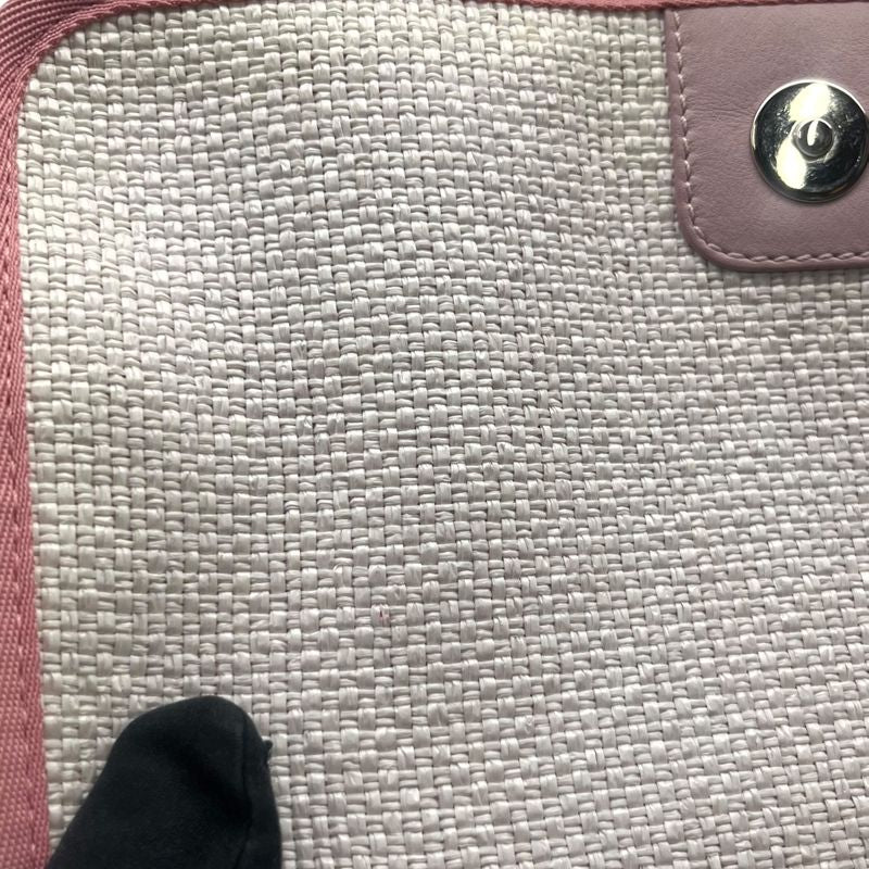 CHANEL Deauville Messenger Bag A93183 Pink & White with Silver Hardware