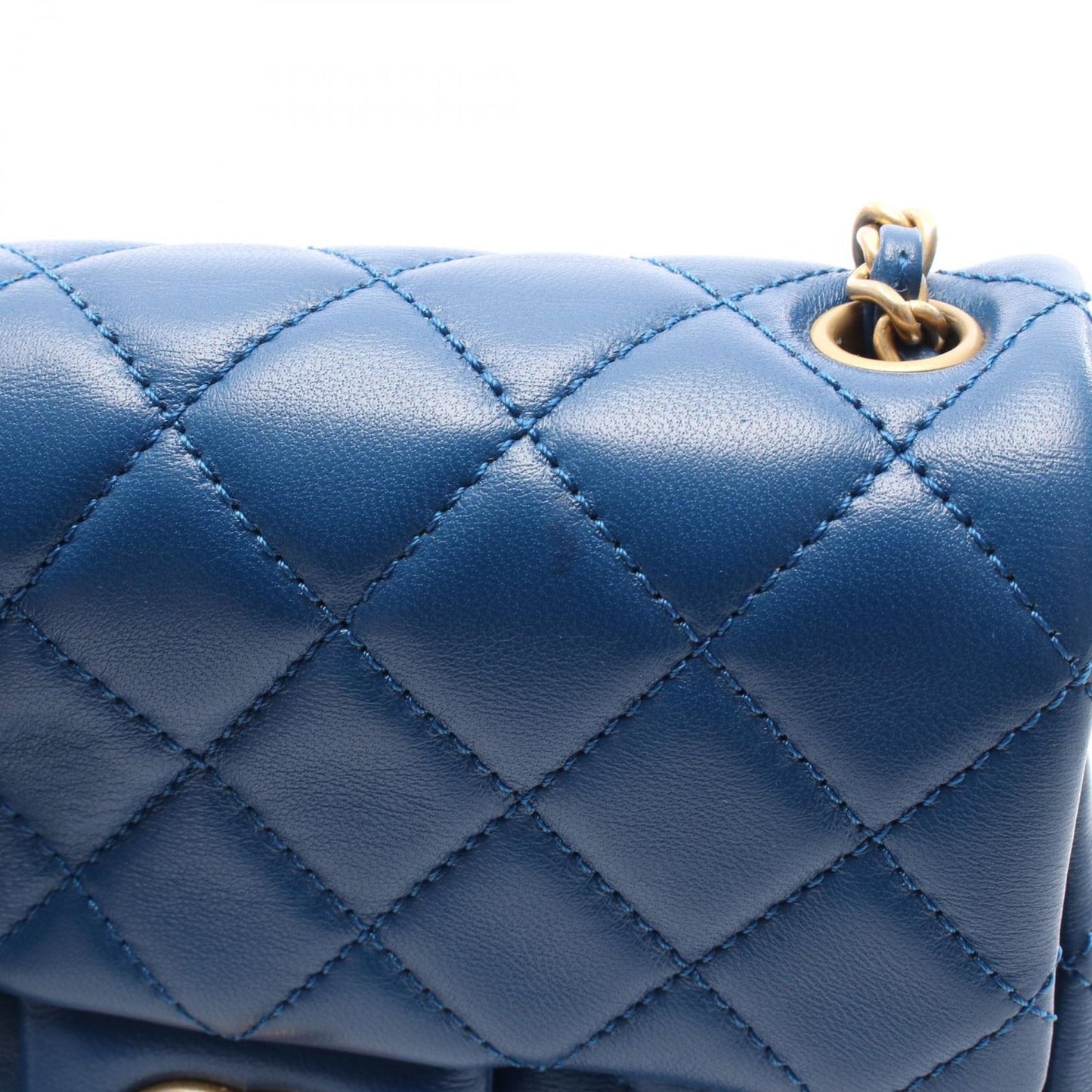 CHANEL Blue Leather Maminotrasse Chain Shoulder Bag AS1786