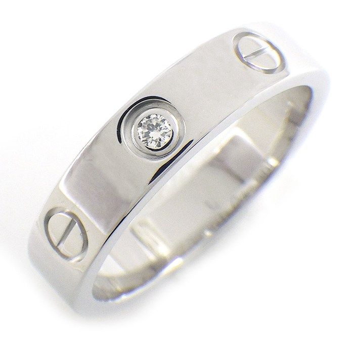 Cartier Love Ring SM with Diamond - K18 White Gold, Size 9