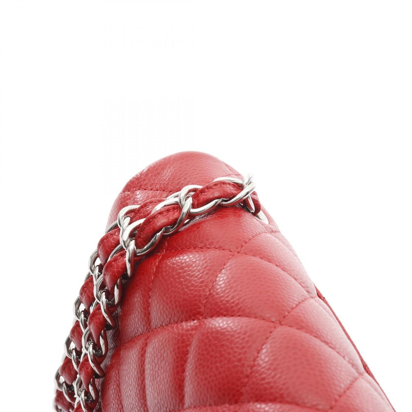 CHANEL Classic De Camellia 30 Large W Flap Shoulder Bag - Red Caviar