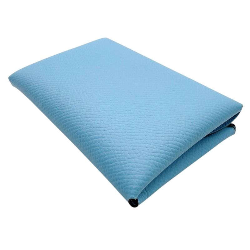 HERMES Calvi Duo Card Case in Celeste with Silver Hardware - 2023