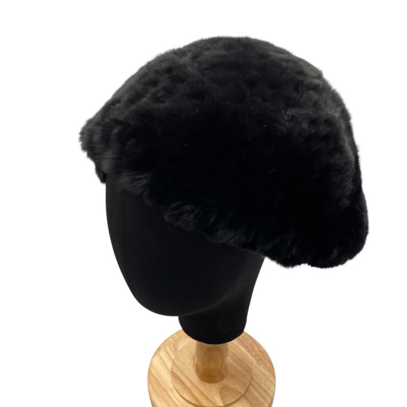 CHANEL Pearl-Embellished Black Rabbit Fur Hat - Unisex Luxury