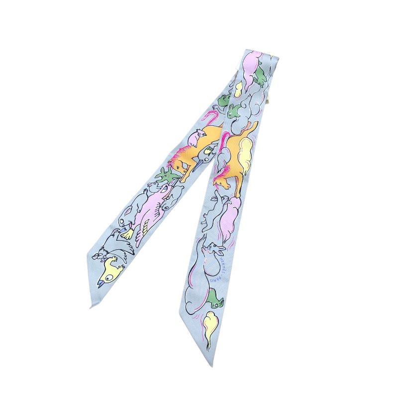 HERMES Multicolor Silk Twilly Scarf - Exquisite Luxury Accessory