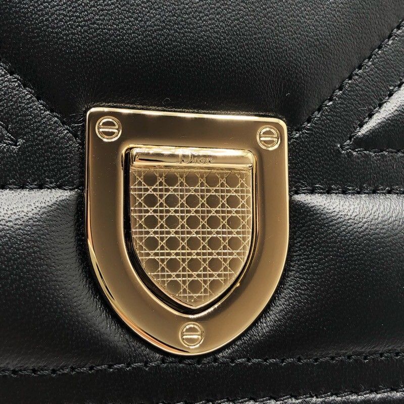 Christian Dior Diorama Shoulder Bag in Black with Gold Hardware