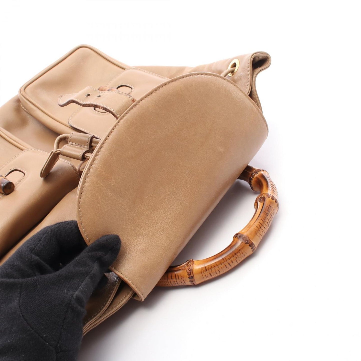 GUCCI Bamboo Backpack in Beige Leather - Timeless Elegance