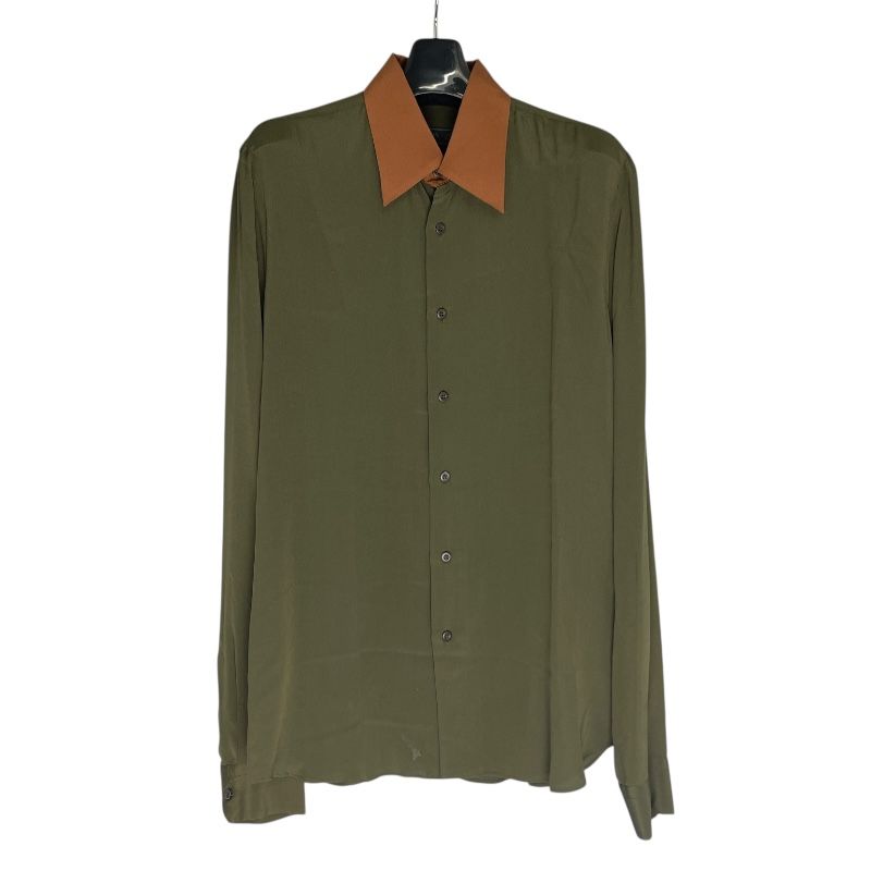 PRADA Bi-Color Silk Shirt in Khaki - UCM962