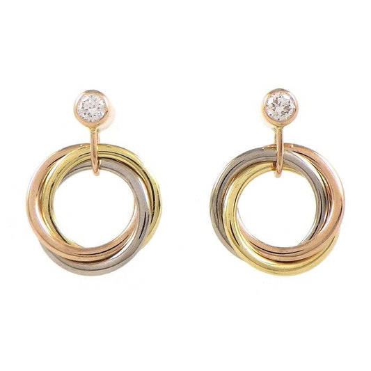 Cartier Trinity Circle Earrings with Diamonds - K18 Gold