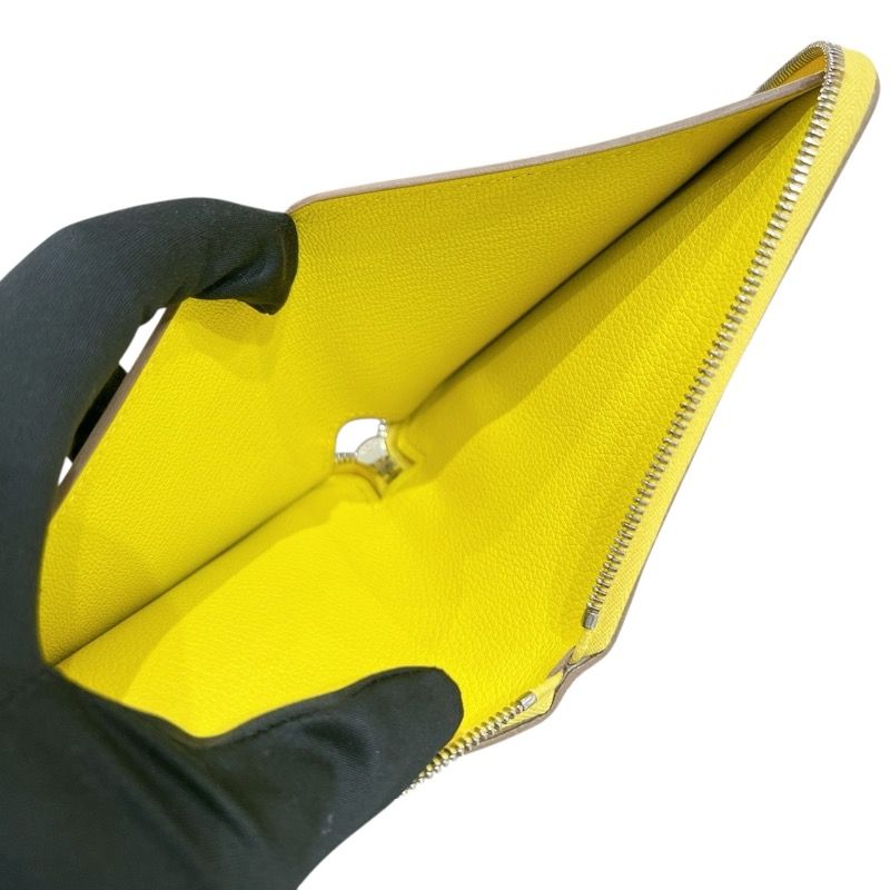 HERMES Zipango Card Case in Lime with Silver Hardware - Unisex