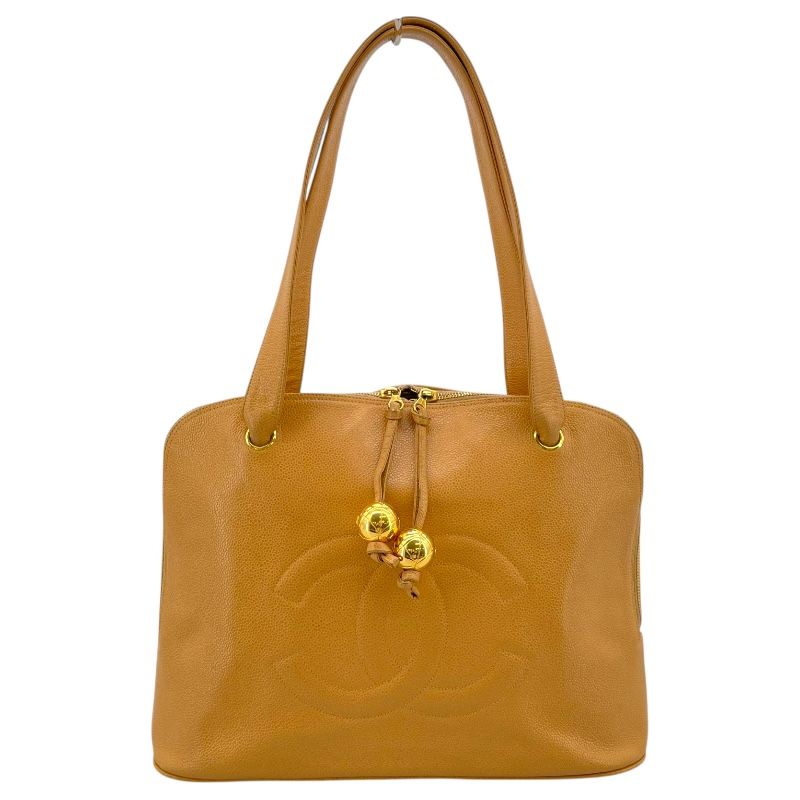 CHANEL Coco Ball Tote Beige Caviar Skin Handbag - Timeless Elegance