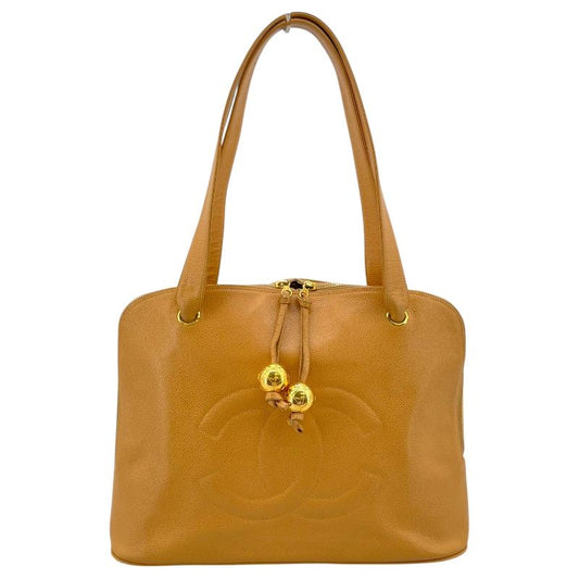 CHANEL Coco Ball Tote Beige Caviar Skin Handbag - Timeless Elegance