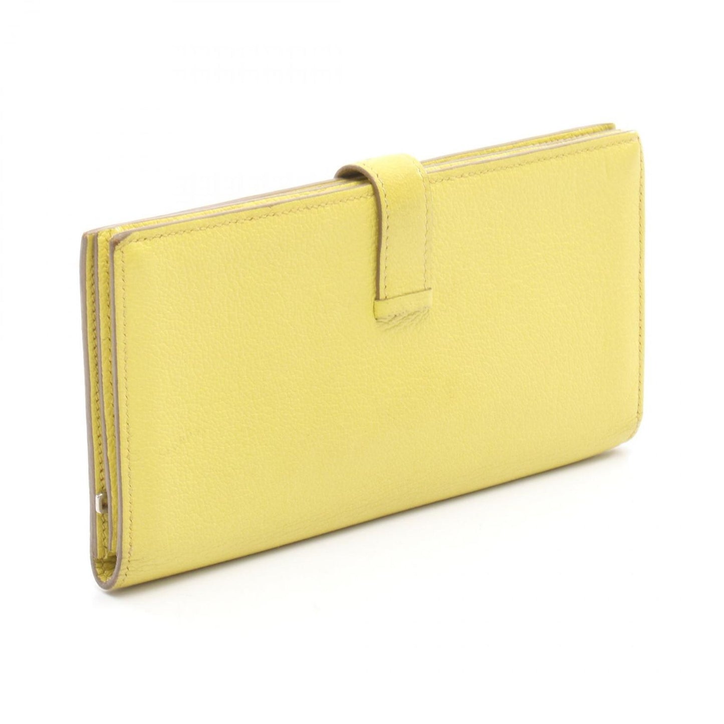 HERMES Lime Leather Bearn Wallet - Exquisite Craftsmanship