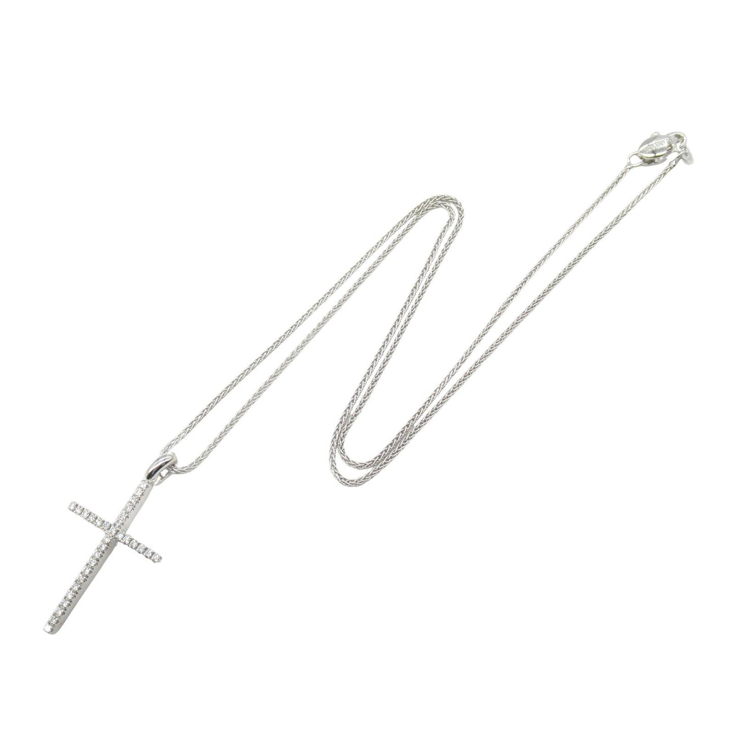 Damiani Mystery Cross Diamond Necklace in 18K White Gold