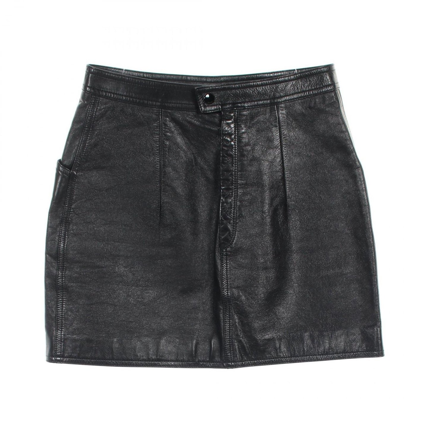 Saint Laurent Paris Black Lamb Leather Skirt - Timeless Elegance