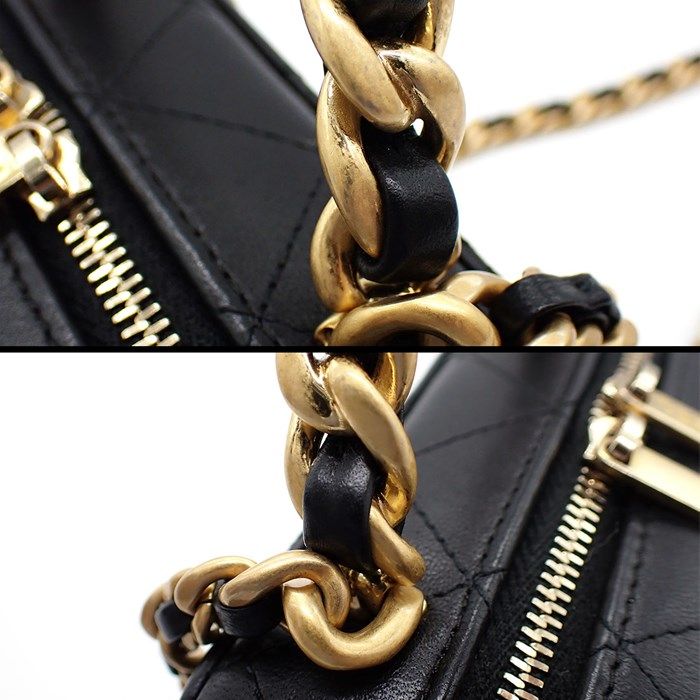 Chanel Matelassé Vanity Shoulder Bag in Black Lambskin