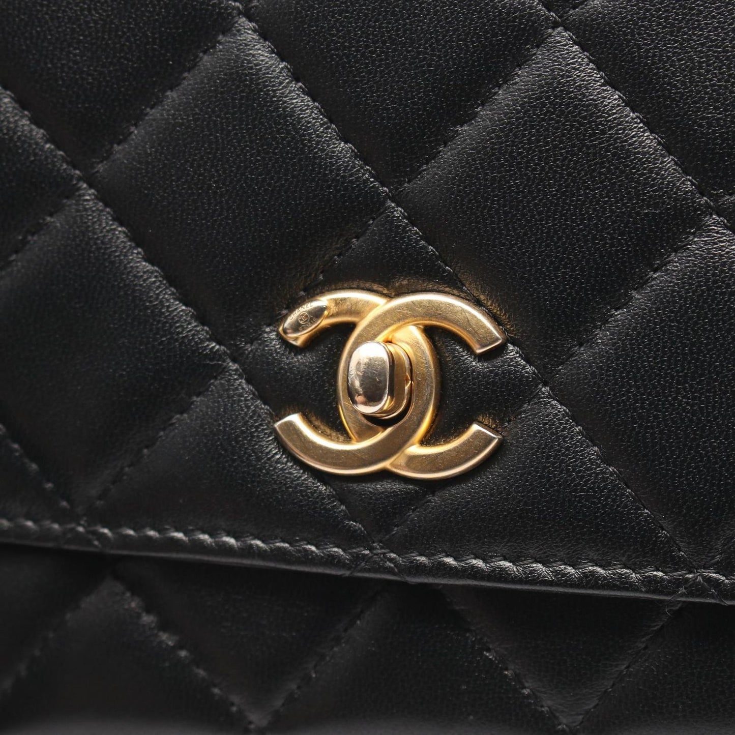 CHANEL Matelassé Pearl Handle Shoulder Bag in Black Lambskin