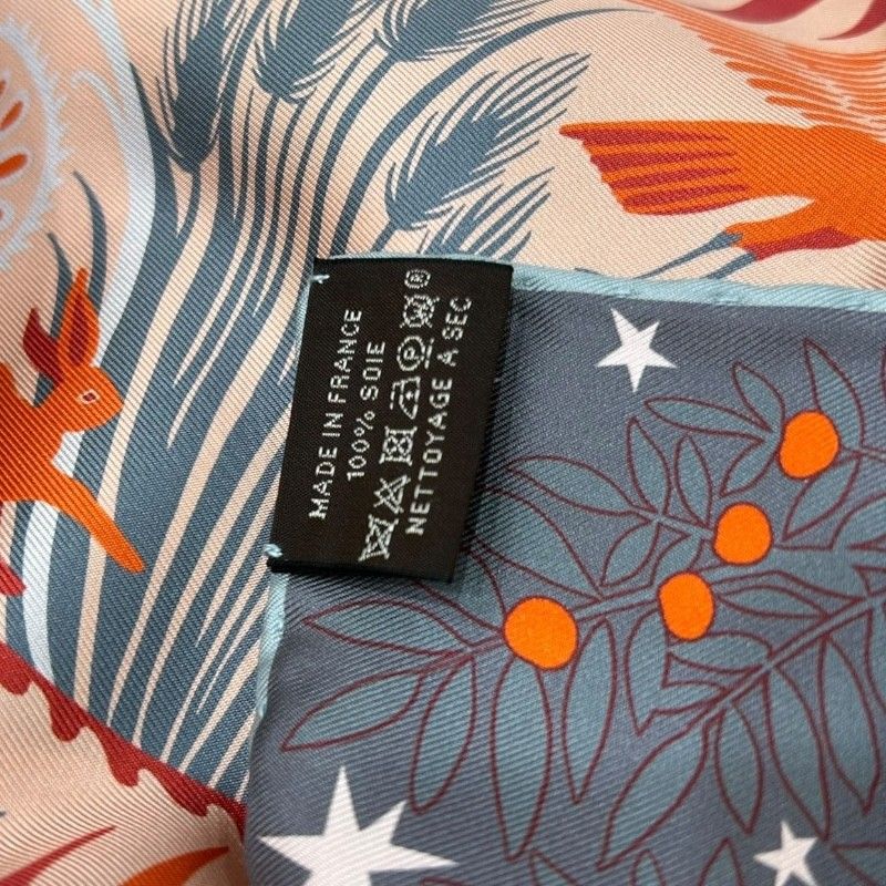 HERMES Double-Faced Silk Scarf Sous le Charme d'Orphee - Red & Grey