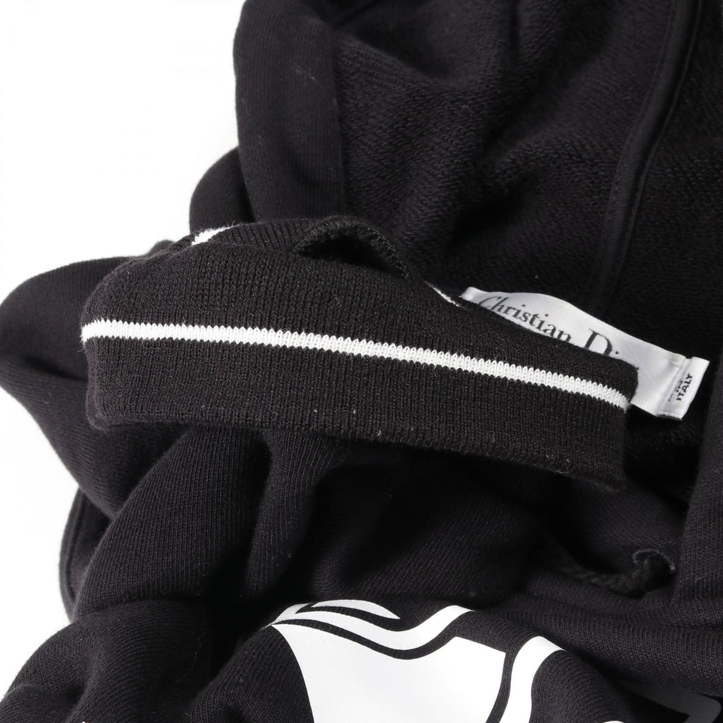 Dior VIBE Short Sleeve Hoodie - Elegant Black & White Cotton