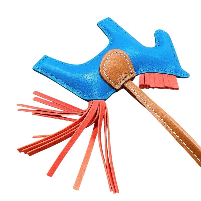 HERMES Rodeo PM Charm in Blue Zanzibar/Rose Texas/Gold