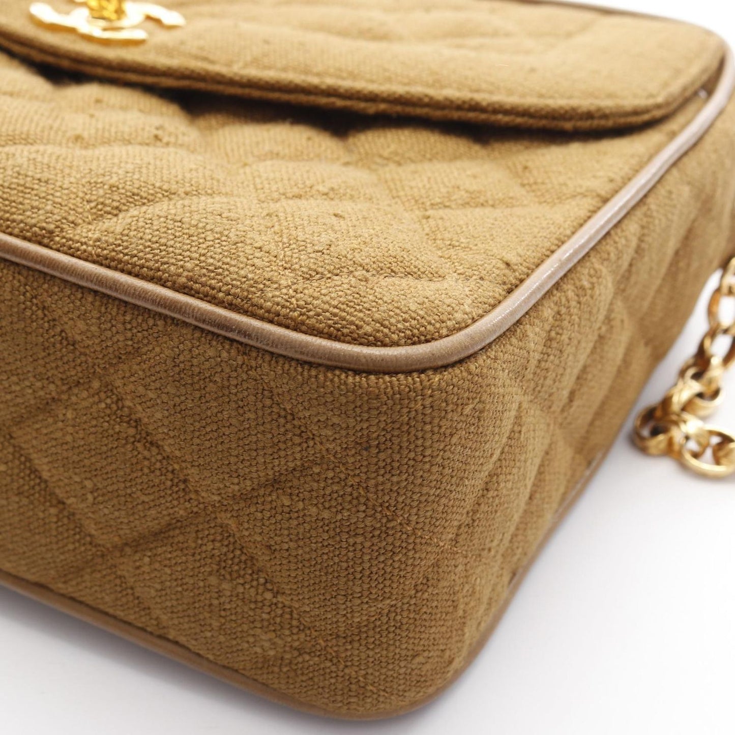 CHANEL Matelassé Fringe Shoulder Bag in Brown Fabric