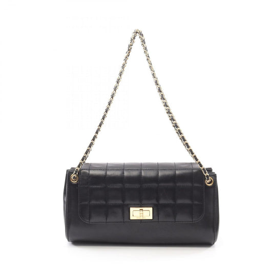 CHANEL 2.55 Chocolate Bar Shoulder Bag in Black Lambskin