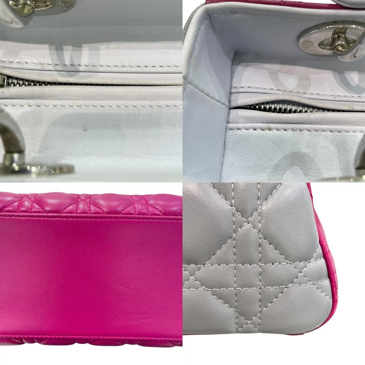 Christian Dior Lady Dior Medium Tricolor in Purple Grey - Exquisite Craftsmanship