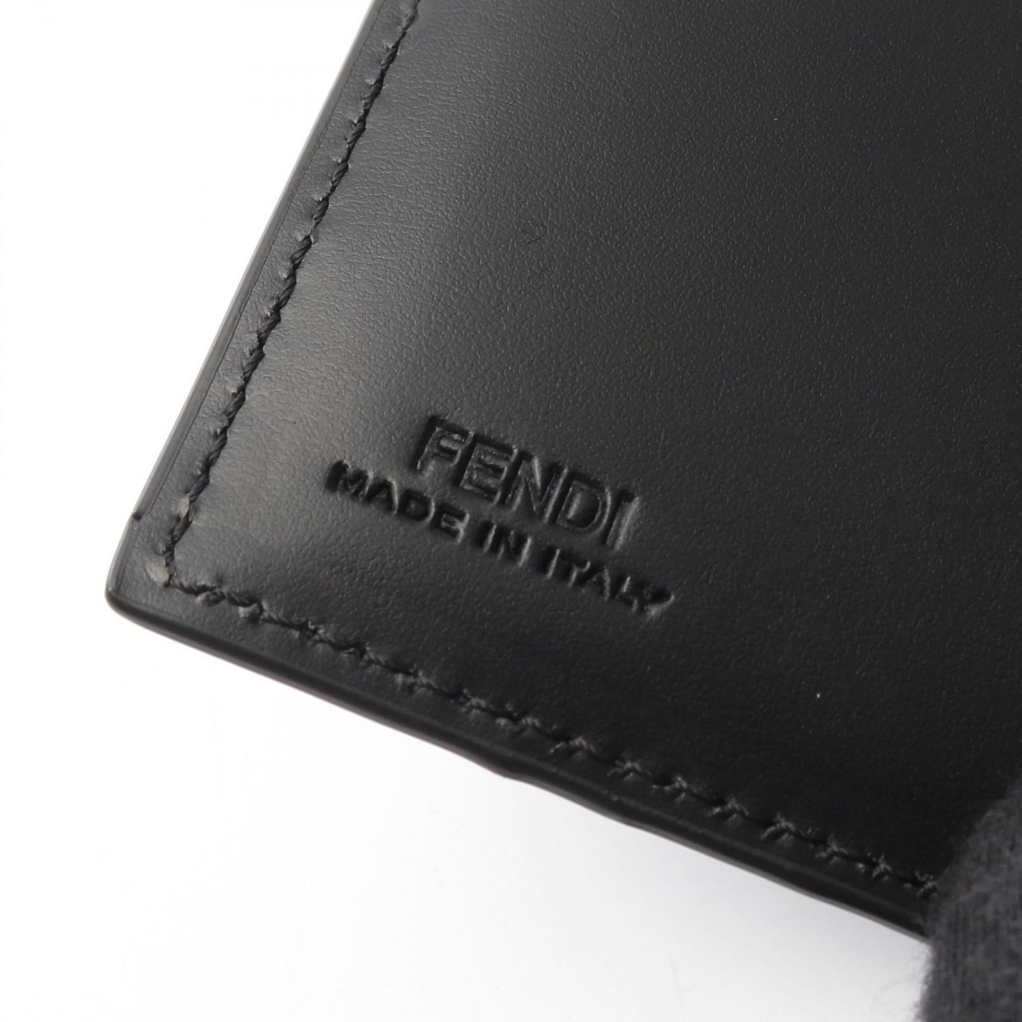 FENDI Shadow Zucca Leather Card Case - Black - New