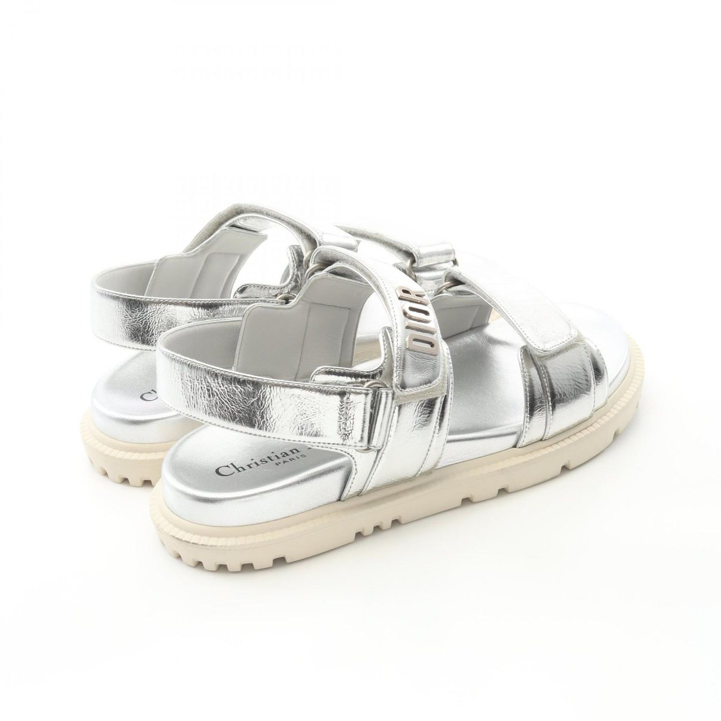 Dior DIORACT Leather Sandals - Exquisite Silver Elegance
