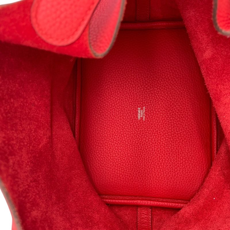 HERMES Picotin Lock MM Bougainvillea Handbag with Silver Hardware