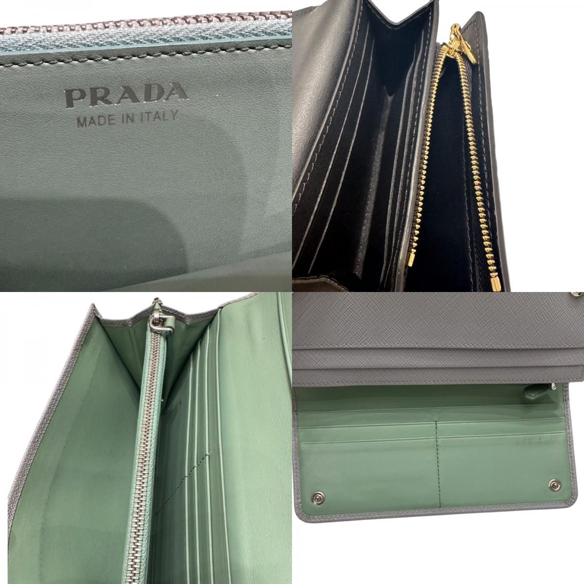 PRADA Grey Saffiano Leather Long Wallet for Women
