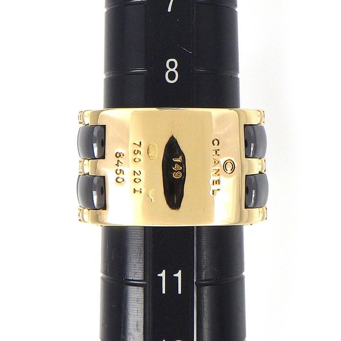 CHANEL Ultra Wide Diamond Ring in Black Ceramic & K18YG