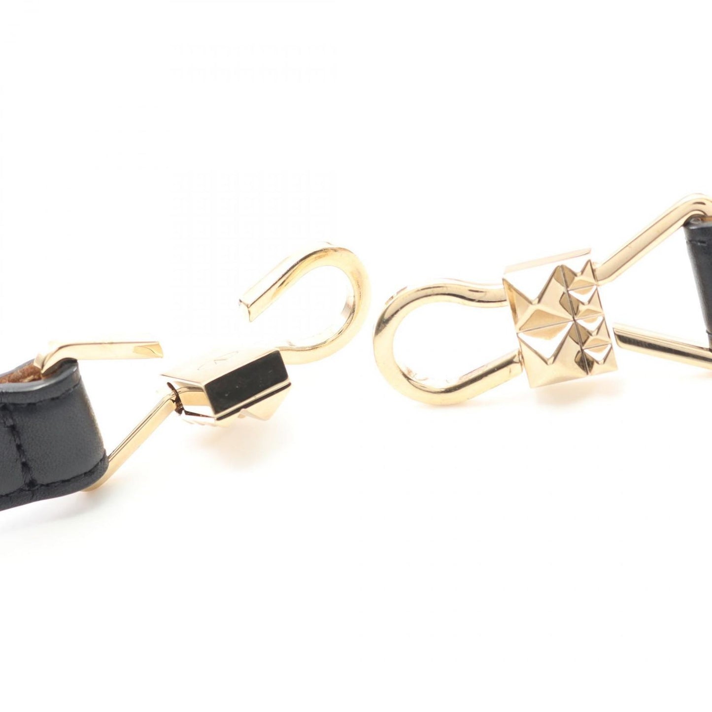 Valentino Garavani Rockstuds Black Leather Belt with Gold Accents