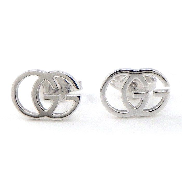 GUCCI GG Running Logo K18 White Gold Earrings - Exquisite Craftsmanship