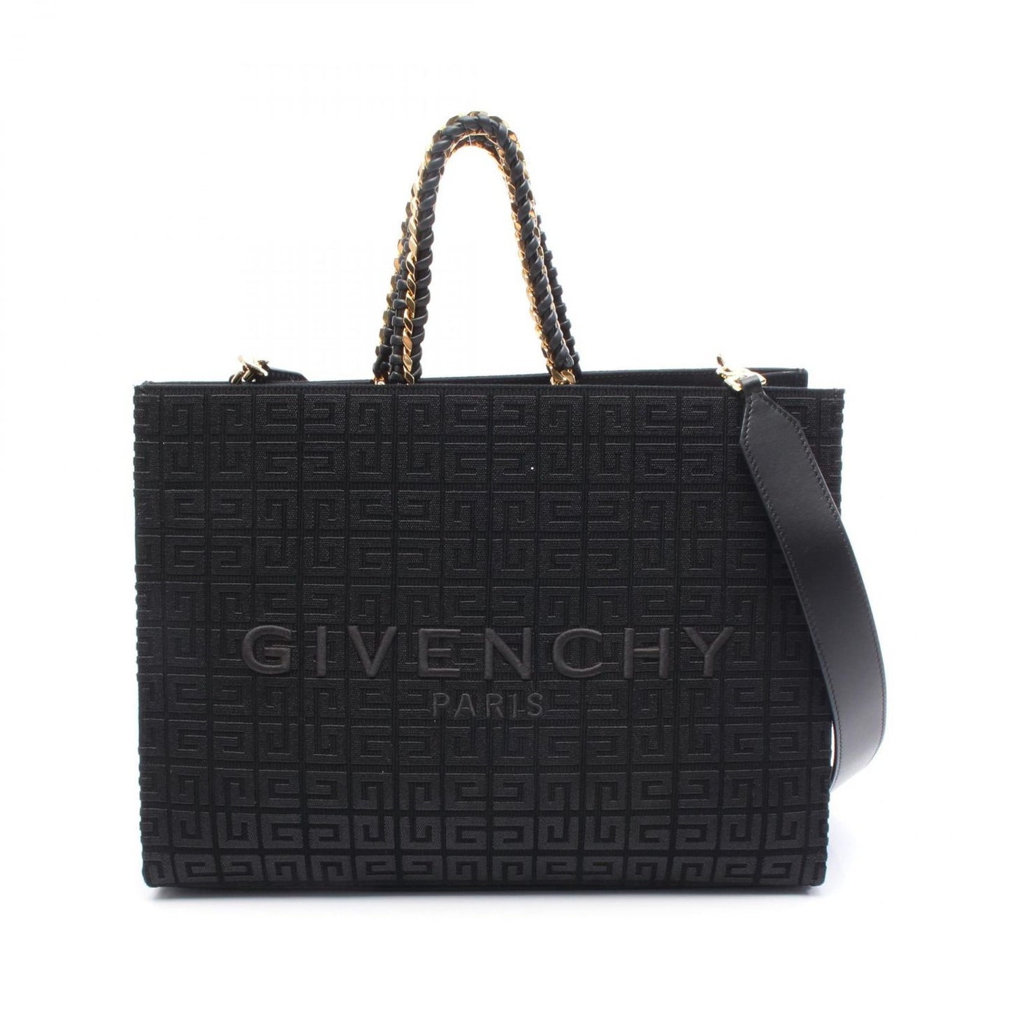 GIVENCHY Medium G Tote Bag in Black Canvas & Leather