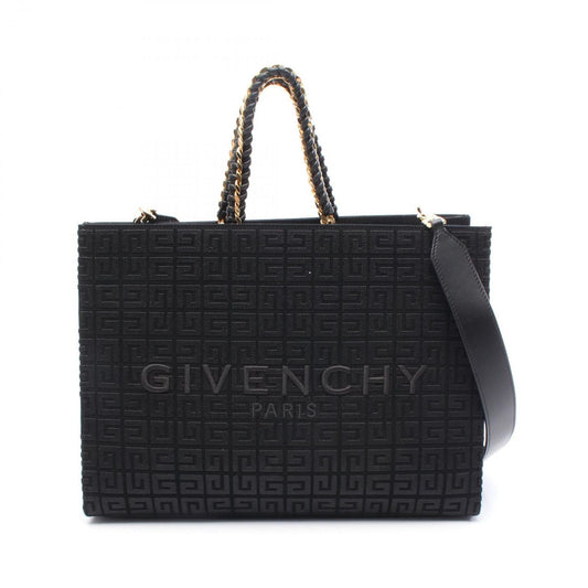 GIVENCHY Medium G Tote Bag in Black Canvas & Leather