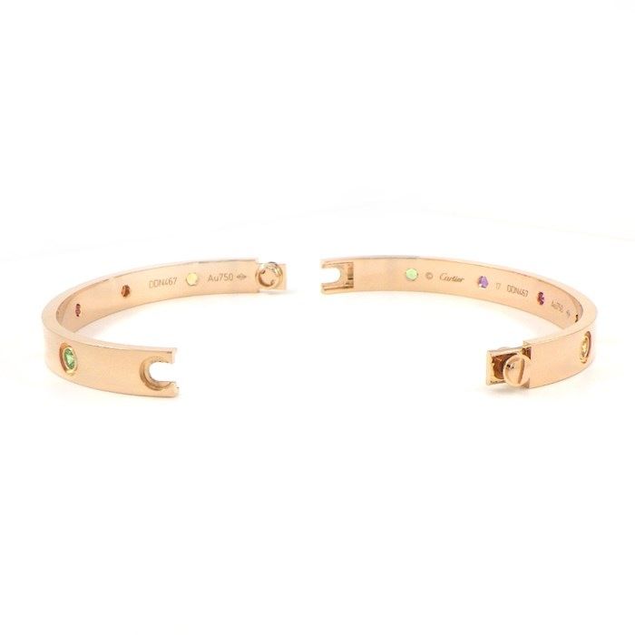 Cartier Love Bracelet with Multicolored Stones in K18 Pink Gold