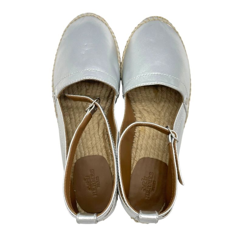 HERMES Silver Espadrille Flat Shoes - Women's Luxury Footwear