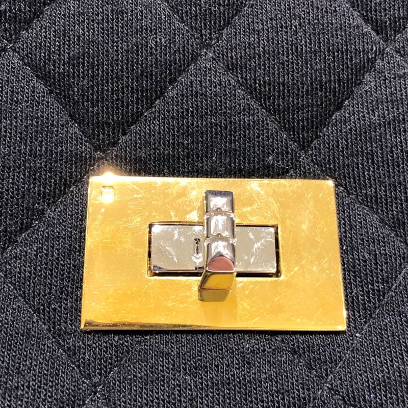 CHANEL 2.55 Matelassé Chain Shoulder Bag - Black with Gold Hardware