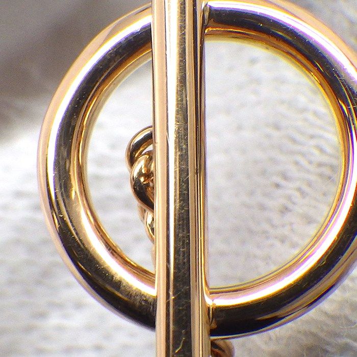 HERMES Écharpe Toggle Clasp Drop Earrings in K18 Pink Gold