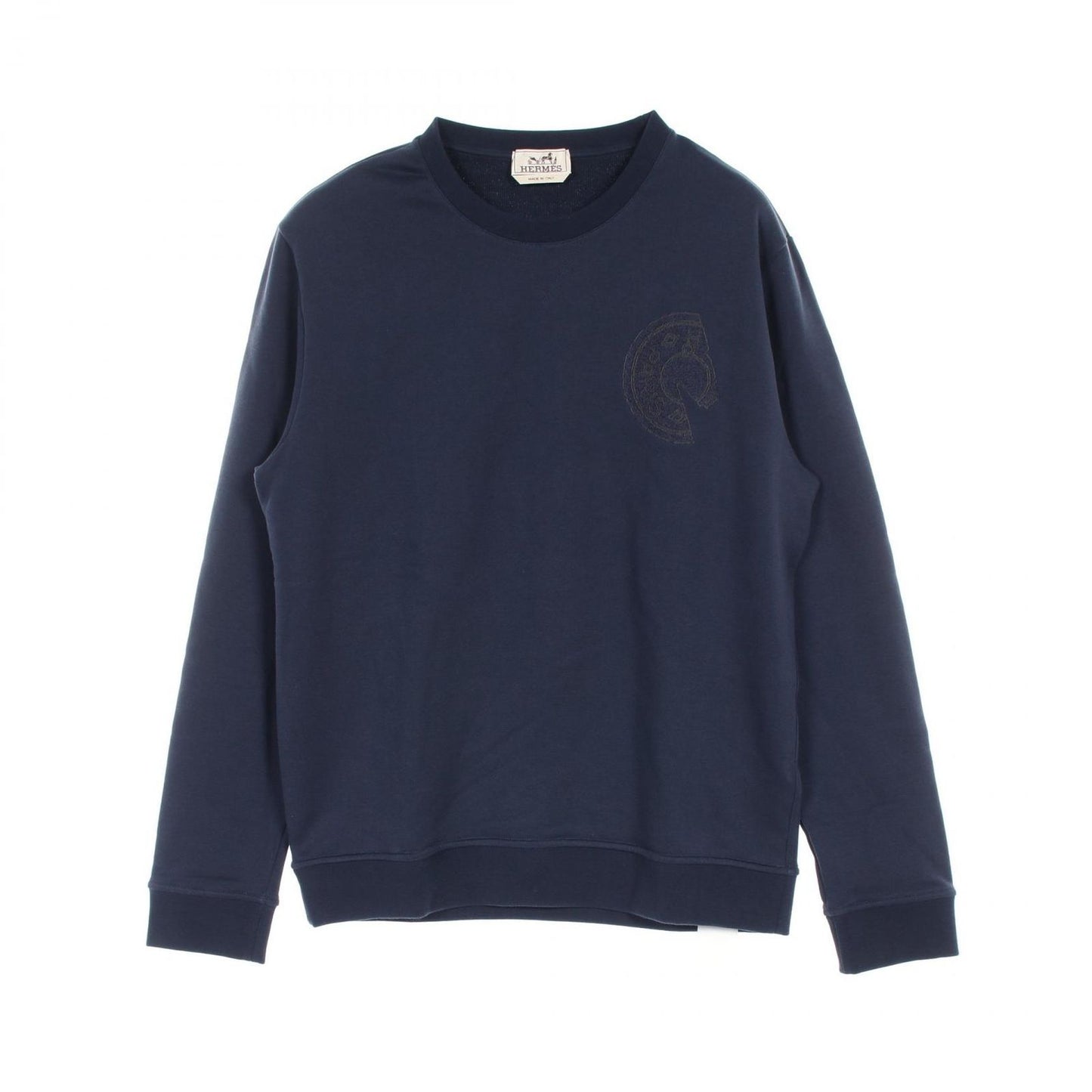 HERMES Crew Sweatshirt in Navy Cotton - Unworn Luxury