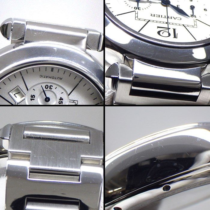 Cartier Pasha W31085M7 Chronograph Watch - White Dial, Stainless Steel