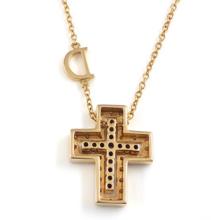 Damiani Belle Époque XXS Cross Necklace in K18 Pink Gold with Diamonds