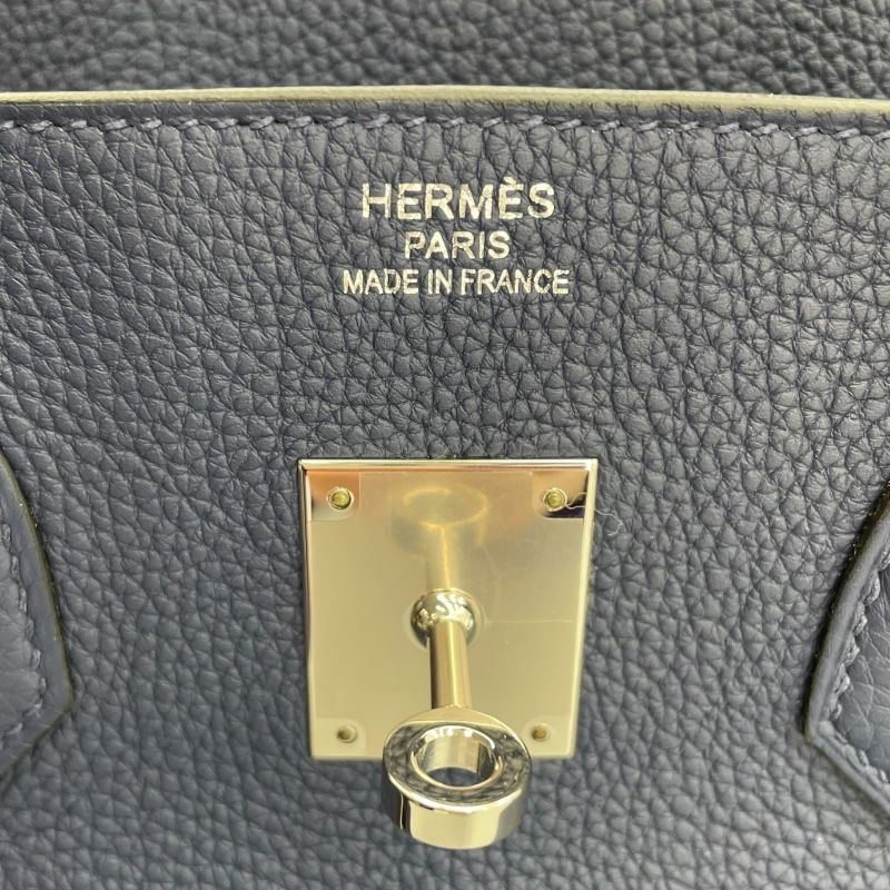 HERMES Birkin 35 Blue Navy Togo Handbag with Silver Hardware