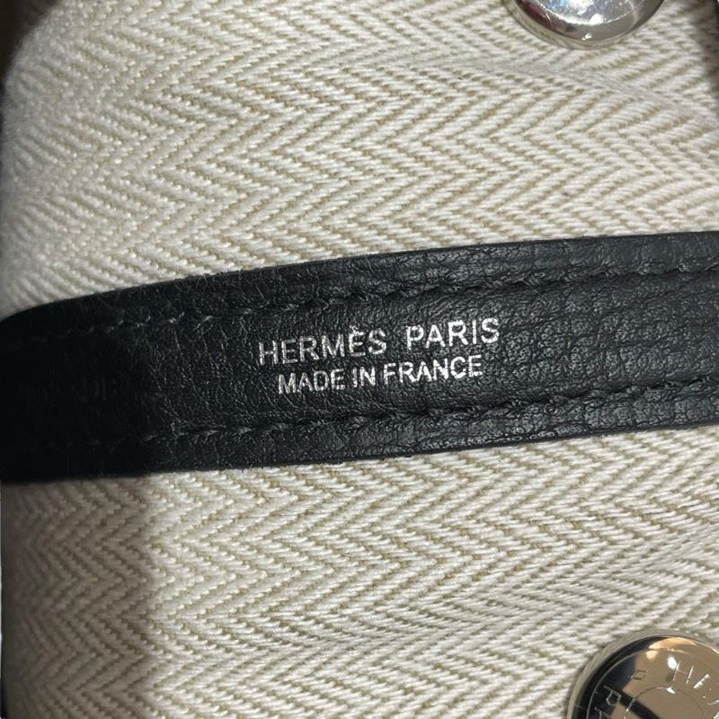 HERMES Garden Party TPM Black Negonda Tote Bag with Silver Hardware